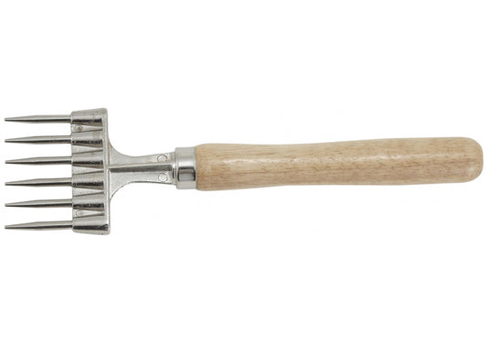 Winco ICH-9 6 Prong Nickel Steel Ice Chipper w/Wooden Hdl