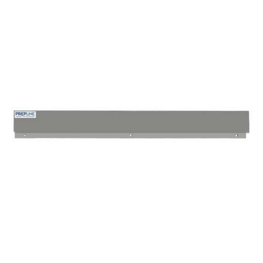 The Prepline RBKS-27 removable backsplash (1" x 27" x 5"H) provides a protective barrier for countertops, preventing spills and splashes, ideal for maintaining cleanliness in commercial kitchen workspaces.