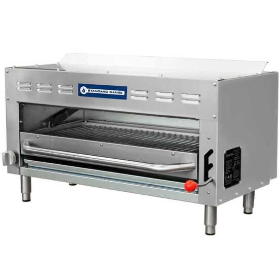 Standard Range SR-SM36-WM 36" Gas Salamander Infra-Red Broiler with Wall Mounting Kit, 35,000 BTU, designed for commercial kitchens, providing high-heat broiling and grilling with flexible wall installation.