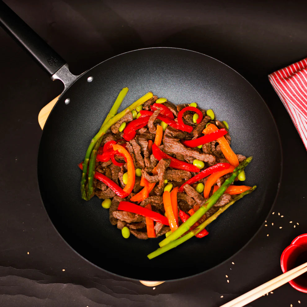 Winco J22-0030, Joyce Chen 12" Pro Carbon Steel Excalibur Nonstick Stir Fry Pan