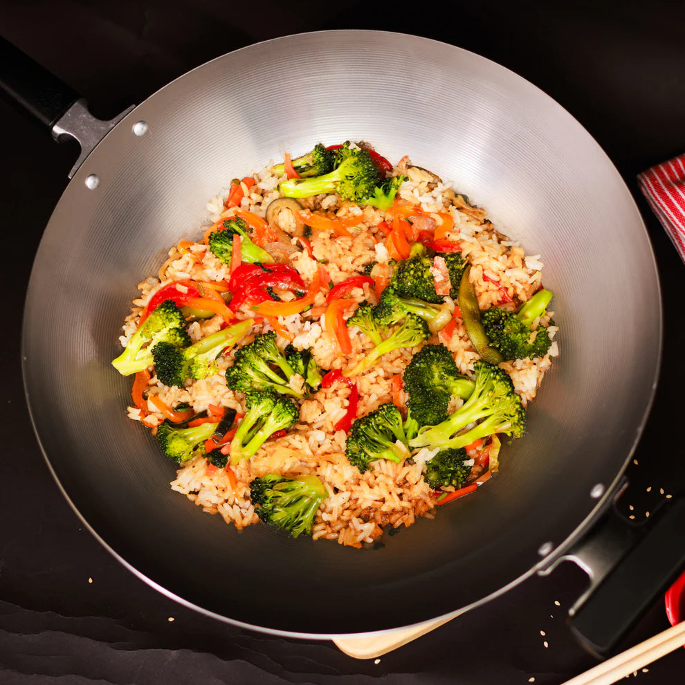 Winco J22-0060, Joyce Chen 14" Pro Series Uncoated Carbon Steel Flat Wok