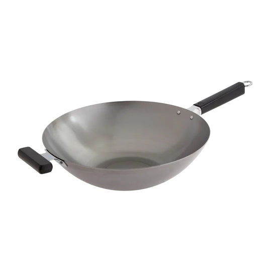 Winco J22-0060, Joyce Chen 14" Pro Series Uncoated Carbon Steel Flat Wok