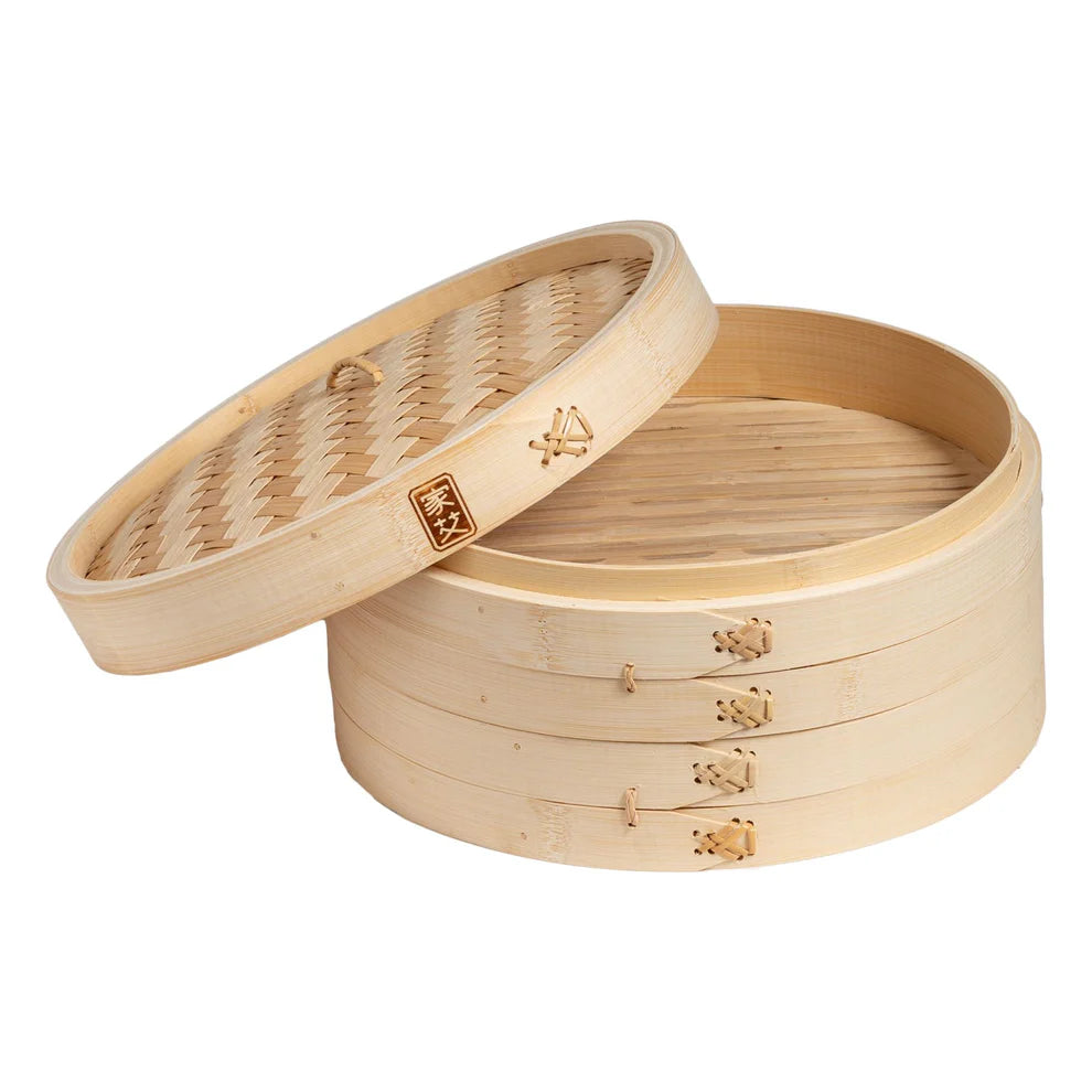 Winco J26-0012/J26-0013, Joyce Chen 10" & 12" 2-Tier Bamboo Steamer Baskets
