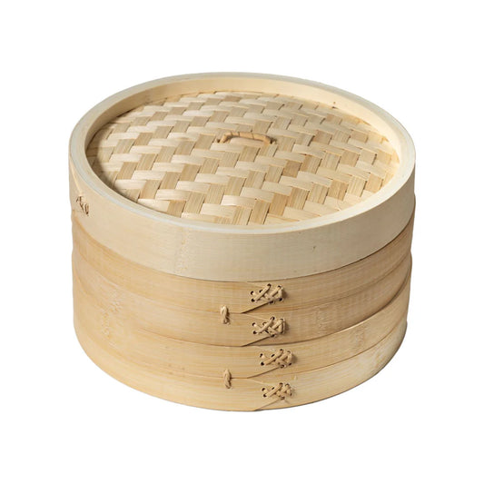 Winco J26-0012/J26-0013, Joyce Chen 10" & 12" 2-Tier Bamboo Steamer Baskets
