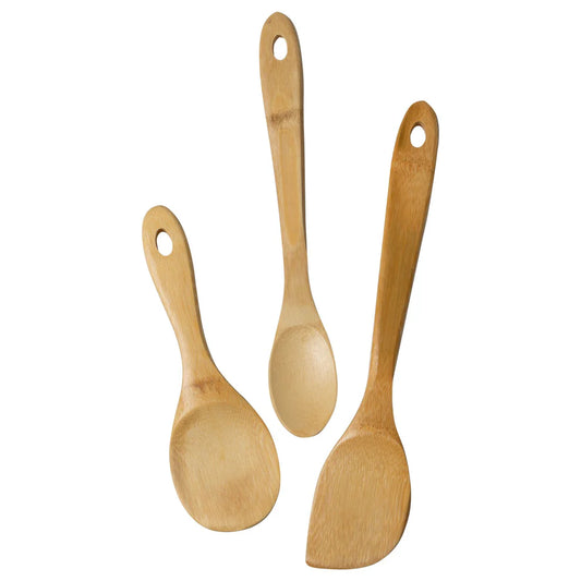 Winco J33-2018, 3-Piece Stir Fry Set Joyce Chen, Burnished Bamboo Wok Utensils