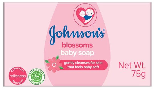 Johnson & Johnson Baby Soap – Blossom, 75 g gentle cleansing soap for soft, smooth, and healthy baby skin with a light blossom fragrance
