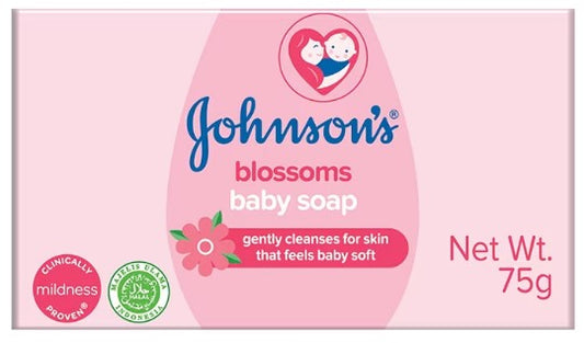 Johnson & Johnson Baby Soap – Blossom, 75 g gentle cleansing soap for soft, smooth, and healthy baby skin with a light blossom fragrance