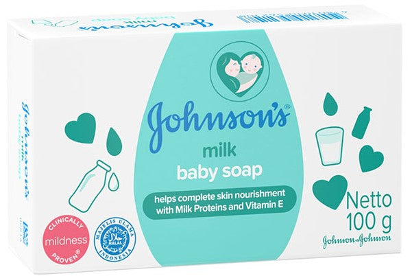 Johnson & Johnson Baby Soap – Milk, 100 g (3.5 oz) gentle cleansing soap with milk for soft, smooth, and healthy baby skin