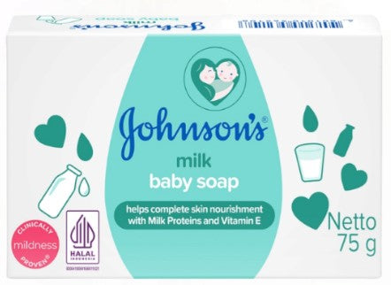 Johnson & Johnson Baby Soap – Milk, 75 g gentle cleansing soap with milk for soft, smooth, and healthy baby skin