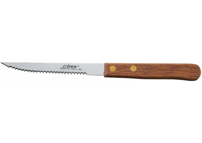 Winco K-35W 4" Blade, Wooden Hdl Steak Knives