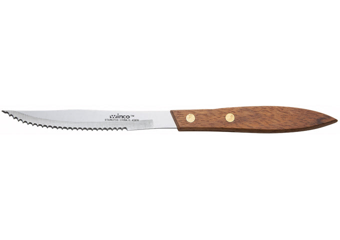 Winco K-438W  4-3/8" Blade, Wooden Hdl Steak Knives