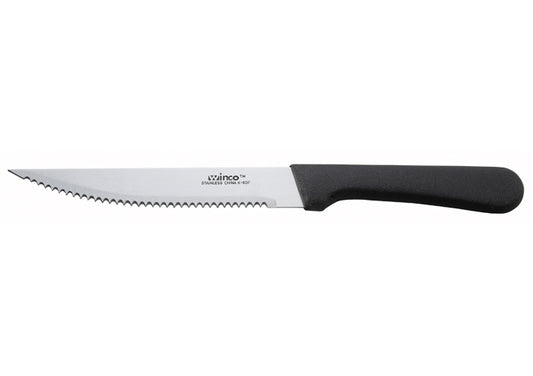 Winco K-60P 5" Blade, Black PP Hdl, Pointed Tip Steak Knives