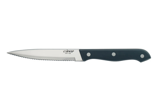 Winco K-70P 5" Blade, Pointed Tip, Solid POM handle Steak Knives