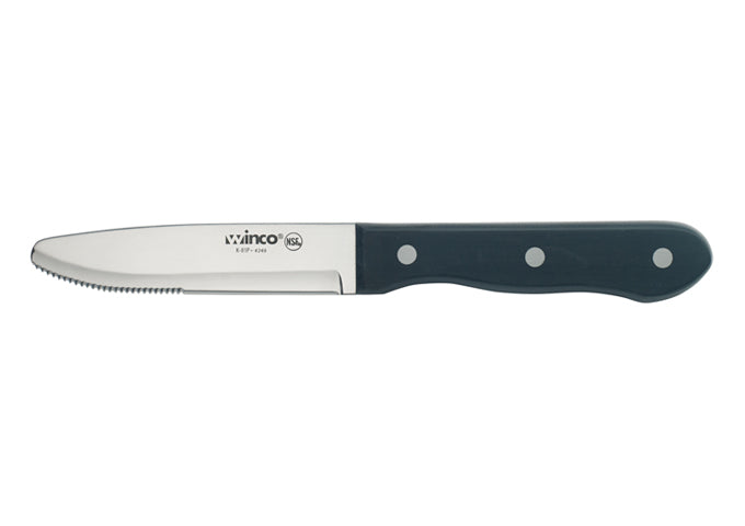 Winco K-81P 4-3/4" Blade, Round Tip 6pcs/Pack Solid POM Handle Jumbo Steak Knives