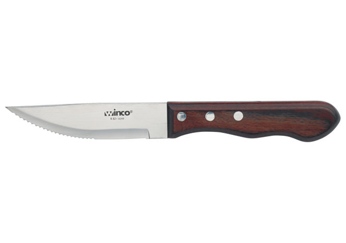 Winco K-82 4-3/4" Blade, Pointed Tip 6pcs/Pack Polywood Handle Jumbo Steak Knives