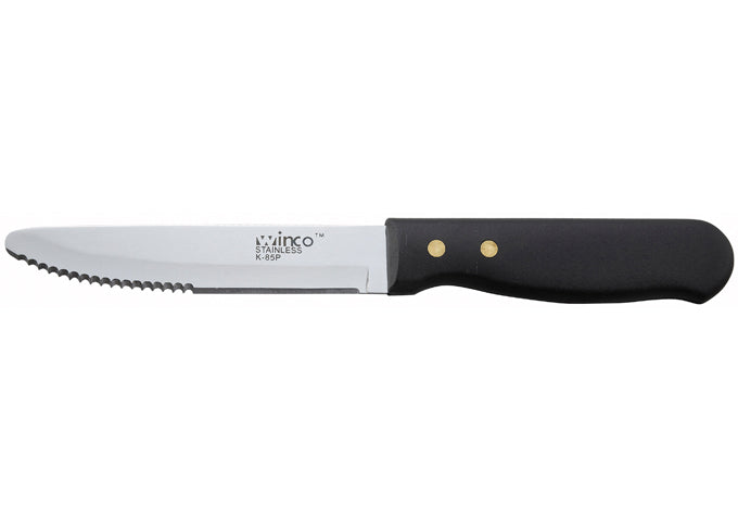 Winco K-85P 5" Blade, Black Plastic Hdl Jumbo Steak Knives