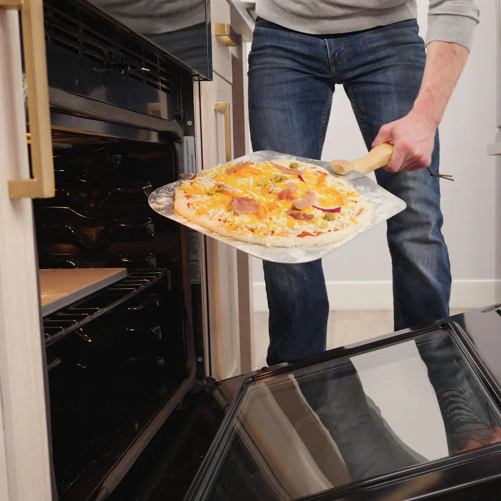 Winco KCH-08435/KCH-08436, 12x14 & 14x16 Old Stone Aluminum Pizza Peel w/ Folding Handle