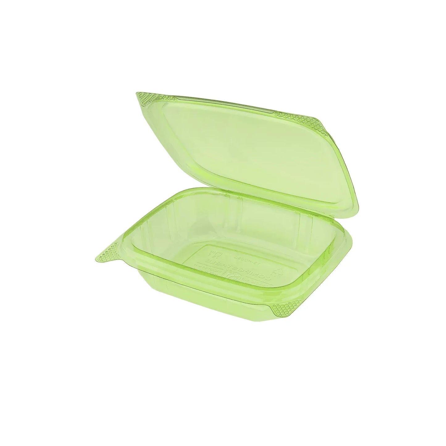 Green PLA Disposable Hinged Clamshell Deli Takeout Containers