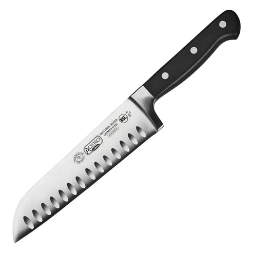 Winco KFP-70, 7" Triple Riveted, Full Tang Forged Blade Santoku Knife