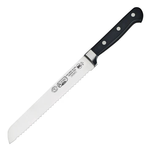 Winco KFP-82, 8" Triple Riveted, Full Tang Forged Blade Bread Knife