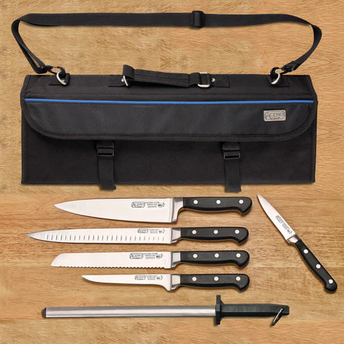 Winco KFP-KITA, 7-Piece KFP-35-122, Knife Bag Cutlery Set