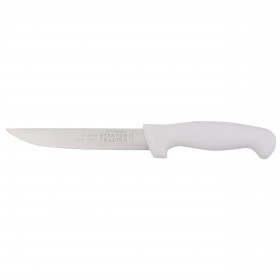 6" boning knife stanton trading with a wide, straight-edge stainless steel blade for efficient cutting. Features a durable white polypropylene (PP) handle for a secure grip and easy cleaning. Ideal for deboning meat, poultry, and fish with precision and control.