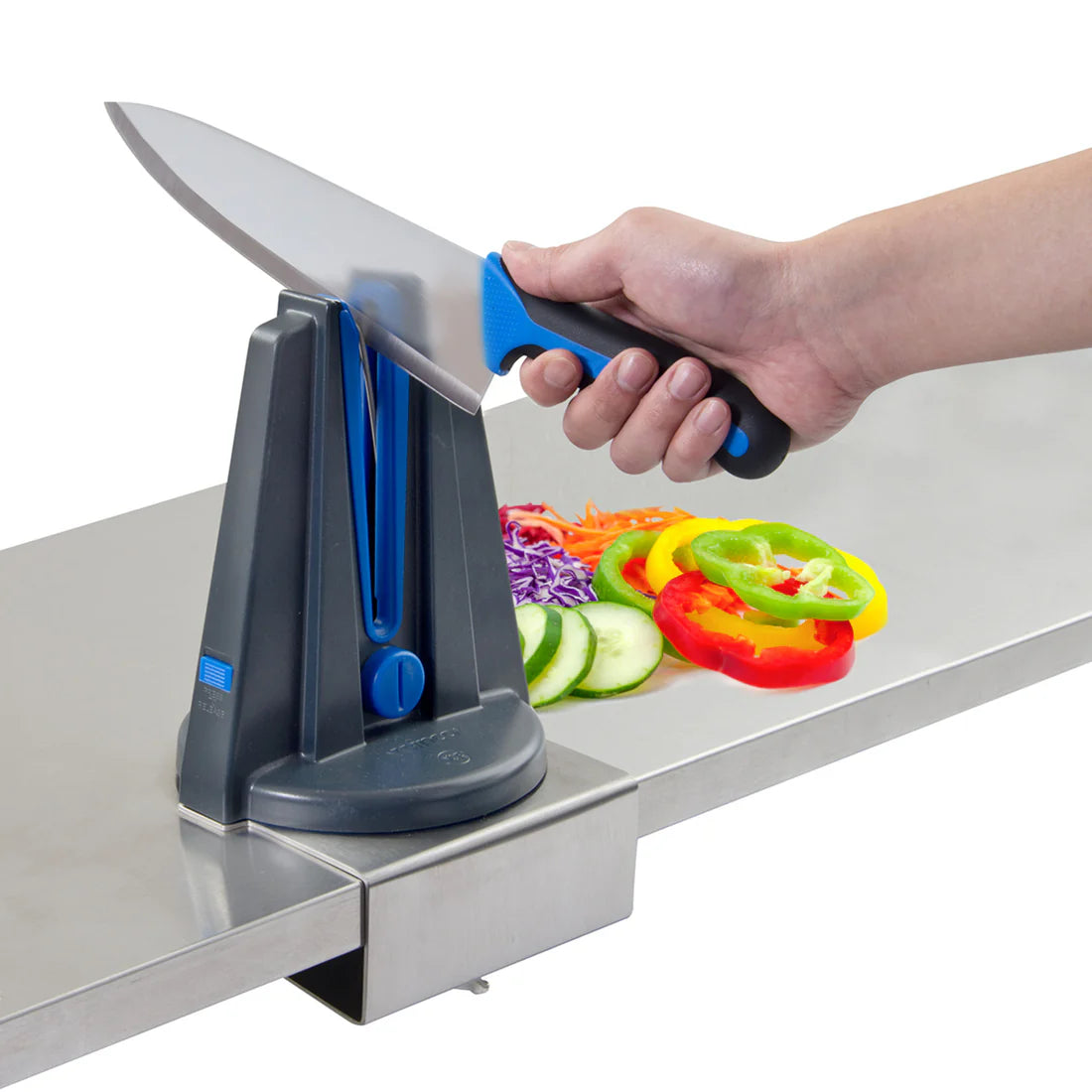 Winco KSP-6, 6-1/2" Knife Sharpener w/Clamp Diamond Rod Blade Station