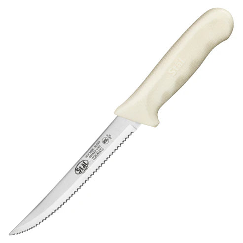 Winco KWP-50, 5-1/2" White PP Hdl,Serrated Utility Knife, EA