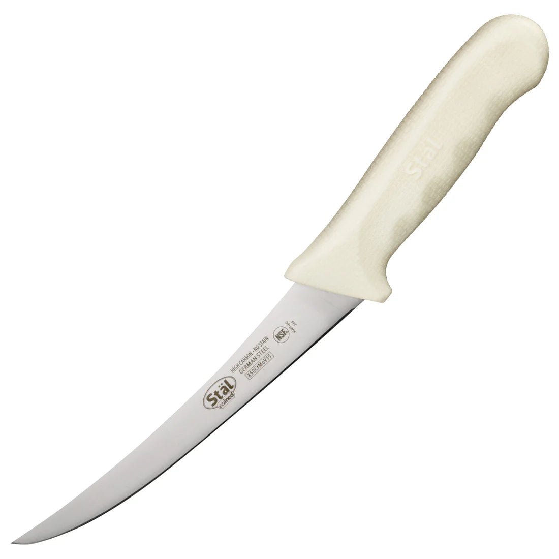 Winco KWP-60 to 60Y, 6" Diff Colors PP Hdl, Curved Boning Knife, EA