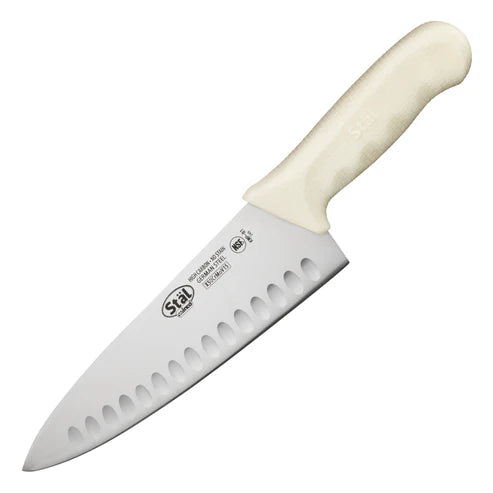 Winco KWP-81, 8" White PP Hdl, Hollow Ground Cook's Knife, EA