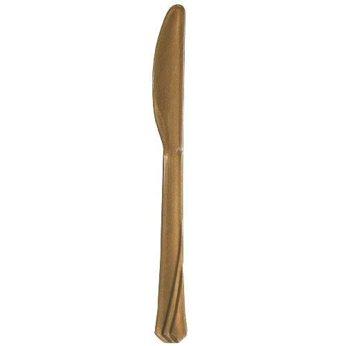 Gold plastic cutlery set with forks, knives, soup spoons, and teaspoons. Elegant, durable, and disposable—perfect for weddings, parties, and upscale events. Adds sophistication and convenience to any table.