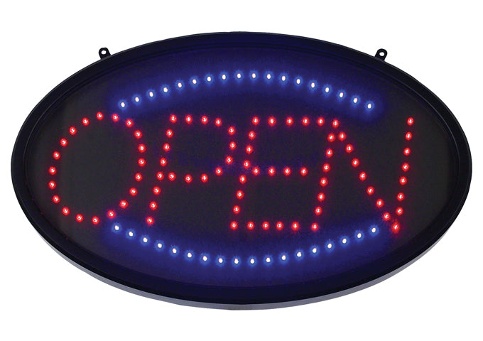 Winco LED-10 3 Pattern "Open" Dust Cover LED Sign - Restaurant Kitchen, Buffet Stations, Catering Services
