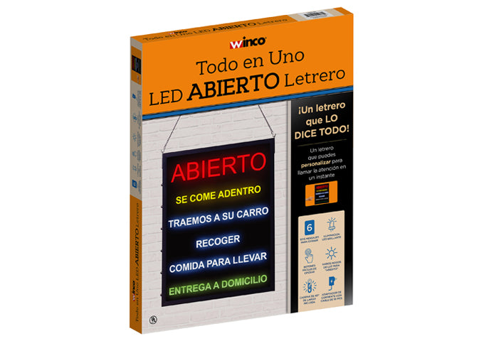 Winco LED-21 "All-in-One" Open Sign LED (Spanish Version)