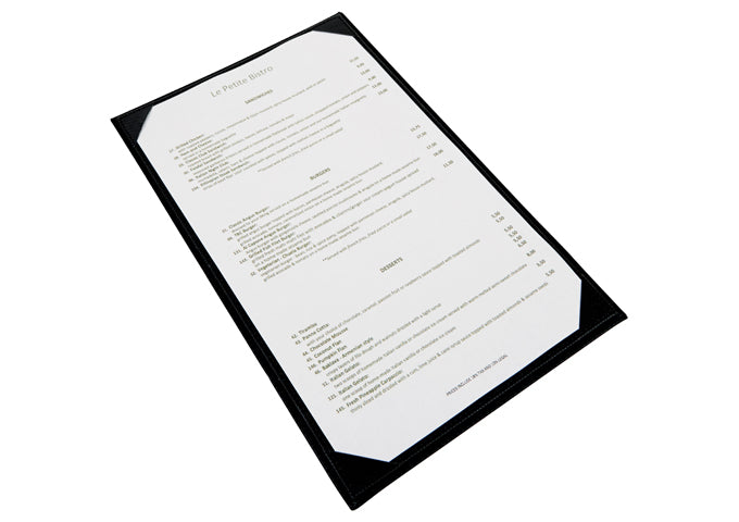Winco LMS-414BK to LMS-814BK 4.5x14"–8.5x14" Black/Brown/Gray Single View Menu Cover