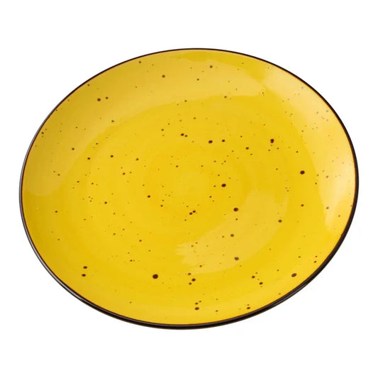 Yanco Coupe Plate LY-1110YL is a stylish and versatile choice for any dining setting. Made from high-quality porcelain, this plate features a reactive glaze that provides a bright yellow finish, adding elegance to both casual and formal table settings. With a 10.25-inch diameter and 1-inch height, it offers ample space for serving main courses and sides. 