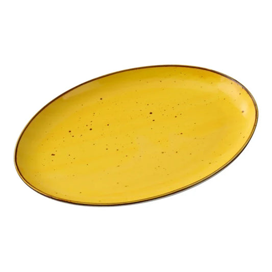 Yanco Coupe Platter LY-2110YL is a stylish and versatile addition to any dining setup. Crafted from high-quality porcelain, this platter features a reactive glaze in a vibrant turquoise color, adding a rustic yet elegant touch. Its oval shape provides a unique presentation, making it ideal for serving appetizers, main courses, or decorative displays. Built for durability, this platter is designed for high-traffic environments like restaurants, hotels, and cafes. 
