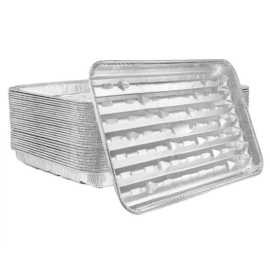 Durable aluminum broiler pan for roasting, grilling, and broiling. Available in small and large sizes. Non-stick, rust-resistant, and warp-proof for even cooking. Perfect for home and commercial use.