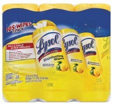 Lysol Disinfecting Wipes – Lemon & Lime Blossom, 105 ct (3×35) pre-moistened wipes for cleaning and disinfecting surfaces with a fresh citrus scent