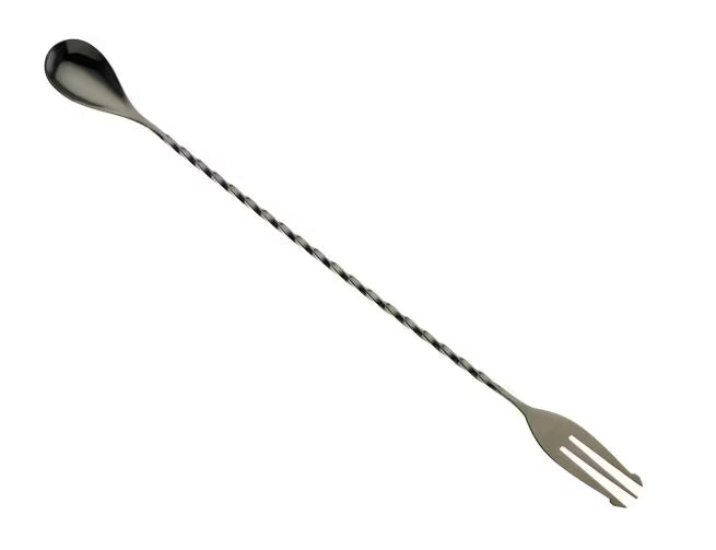 Metal Black Bar Spoon w/ Fork End, 12 3/8 inches, M37015BK, 12/case