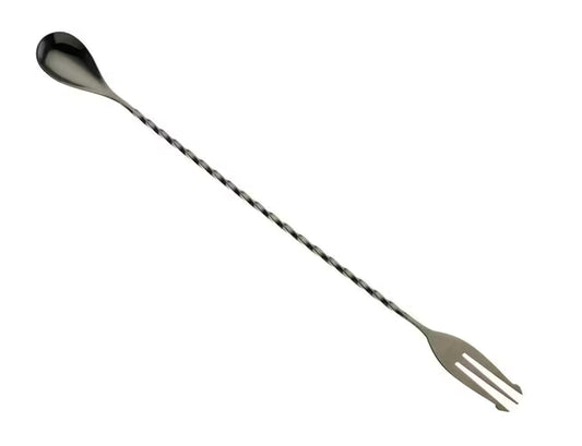 Metal Black Bar Spoon w/ Fork End, 12 3/8 inches, M37015BK, 12/case