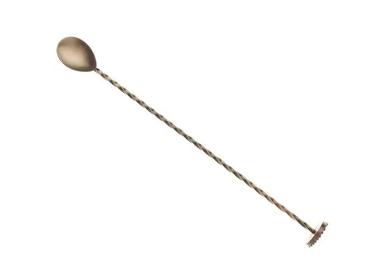 Antique Gold Bar Spoon with Muddler 11.81 inches, M37018ANG, 12/case