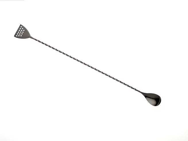 Gun Metal Black Bar Spoon with Strainer 15.75 inches, M37072BK, 12/case