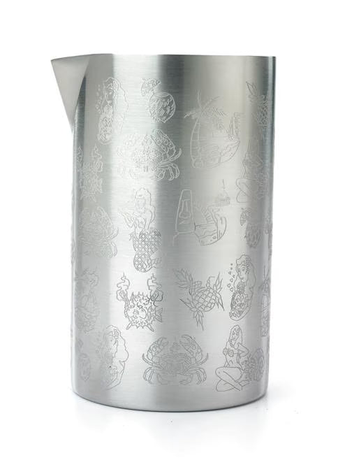 Stainless Steel Double Wall Mixing Tin Tiki Theme 21 ounce, M37079, 6/case