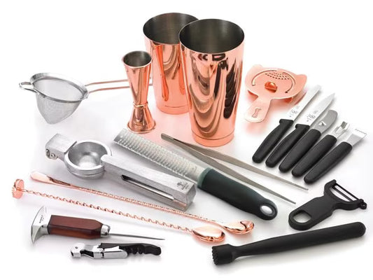 Copper Plated Barfly Deluxe Cocktail Mixing Kit, M37102CP, 1/case