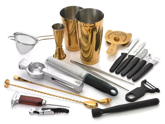 Gold Plated Barfly Deluxe Cocktail Mixing Kit, M37102GD, 1/case