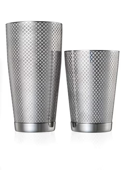Stainless Steel Diamond Lattice Shaker/Tin Set 18 & 28 ounce, M37200, 6 set/case