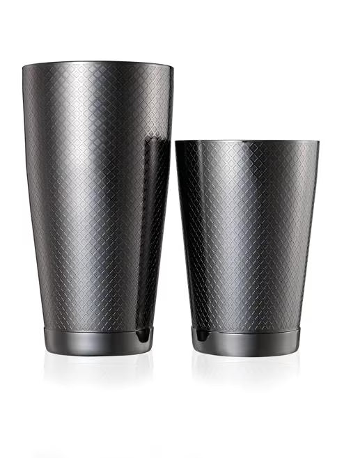 Gun Metal Black Diamond Lattice Shaker/Tin Set 18 & 28 ounce, M37200BK, 6 set/case