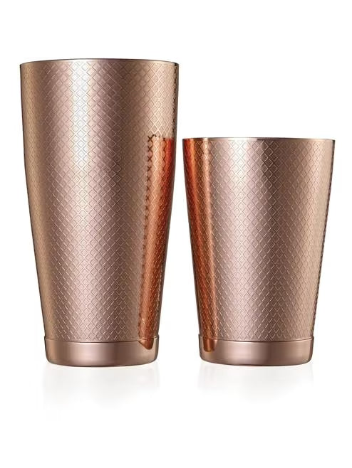 Copper Plated Diamond Lattice Shaker/Tin Set 18 & 28 ounce, M37200CP, 6 set/case