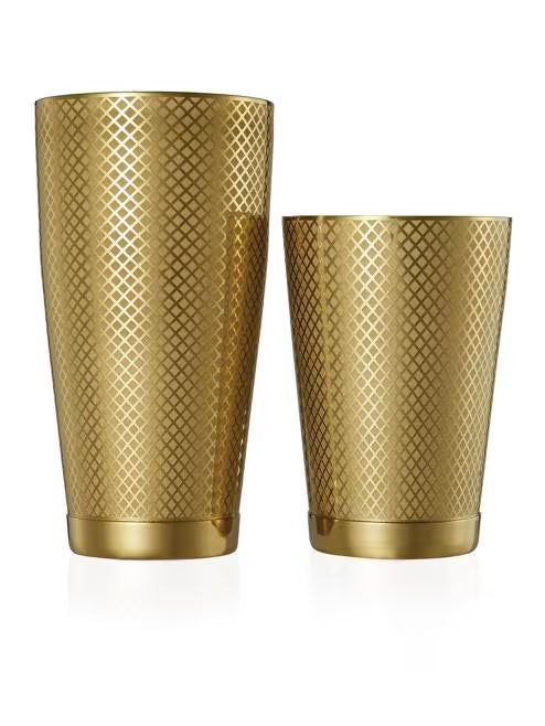 Gold Plated Diamond Lattice Shaker/Tin Set 18 & 28 ounce, M37200GD, 6 set/case