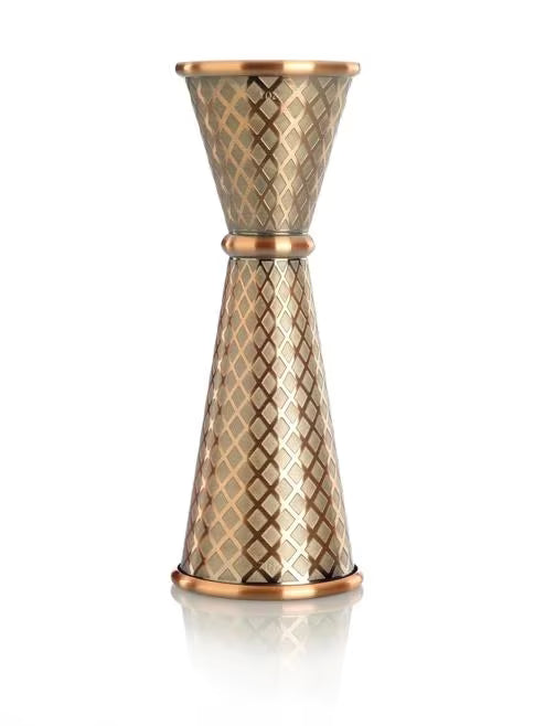 Antique Copper Diamond Lattice Japanese Style Jigger 1 x 2 ounce, M37202ACP, 12/case